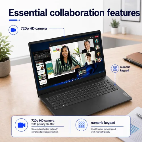 Vista 3 de Lenovo Laptop V15, AMD Ryzen 3 7320U, DDR5 de 16 GB, SSD de 512 GB, Windows