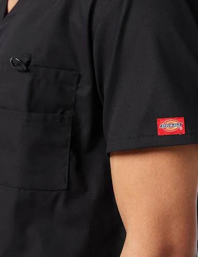 Vista 3 de Dickies EDS Signature - Camiseta médica para hombre, cuello en V Negro