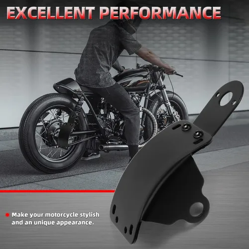 Vista 5 de Amazicha Soporte de placa de matrícula de montaje lateral curvado con agujero de eje de 3/4 pulgadas compatible con Harley Touring Sporster Bobber