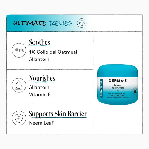 Vista 5 de DERMA-E Crema para aliviar el eccema – Crema natural para aliviar la picazón – Crema calmante para el eccema alivia la piel escamosa, escamosa