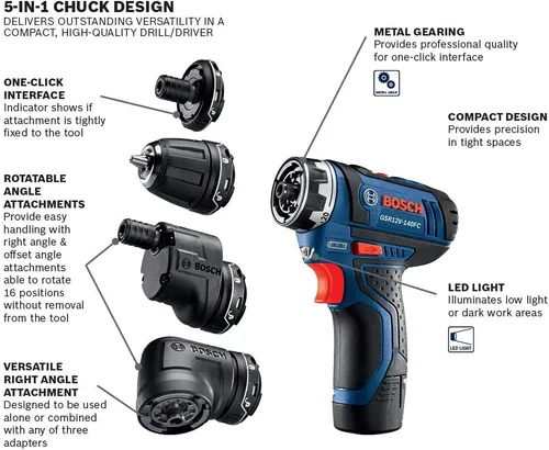 Vista 3 de Bosch Kit de destornillador eléctrico inalámbrico de 12 V + juego de funda personalizada Bosch de 24 piezas