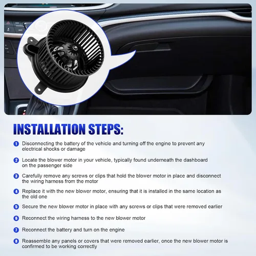 Vista 7 de Ventilador de motor de ventilador de CA delantero para Jeep Cherokee Wrangler TJ 1997 1998 1999 2000 2001 HVAC Calentador Motor Soplador Repuesto #