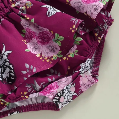 Vista 7 de Mameluco de verano para bebé, vestido de verano, camisola de lino y algodón, con diadema, sin mangas, estampado, conjunto de 2 piezas