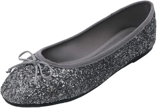 Vista 19 de FEVERSOLE Zapatos planos de ballet de patente para mujer, color macarrón colorido Beige