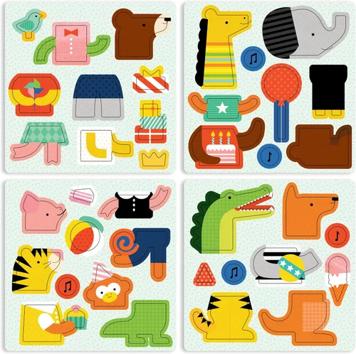 Vista 3 de Petit Collage Juego magnético de animales de fiesta, mesa de juego magnética para mezclar y combinar, ideal para mayores de 3 años, incluye 2