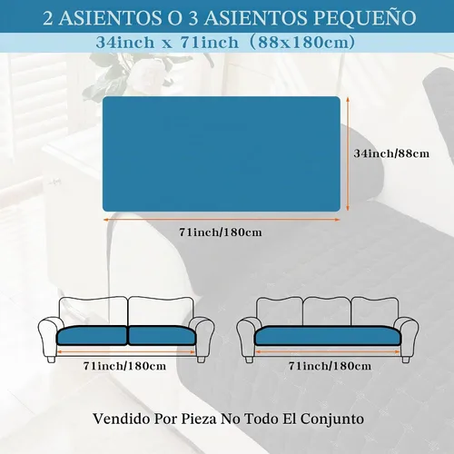 Vista 6 de MYSKY HOME Funda para Sofá, Funda para Sofá para Perros Lavable, Fundas para Sofá Seccional, Fundas Deslizables para Sofá de 2-3 Cojines, Funda