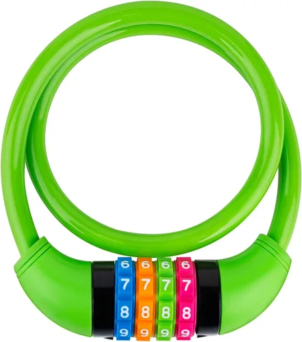 Vista 11 de Cable de bloqueo de bicicleta, combinación de 4 dígitos con cabezal de bloqueo de metal, reiniciable, 2 pies x 0.45 pulgadas, para bicicleta, Negro