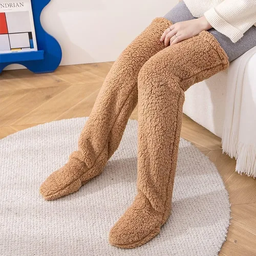 Vista 7 de Snuggs - Calcetines acogedores hasta la rodilla, cálidos por encima de la rodilla, piernas peludas, calcetines largos y mullidos