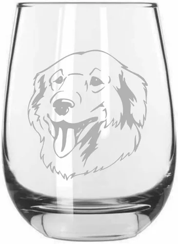 Vista 325 de Shar Pei (chino) - Vaso de vino sin tallo grabado para perro, 15.25 onzas