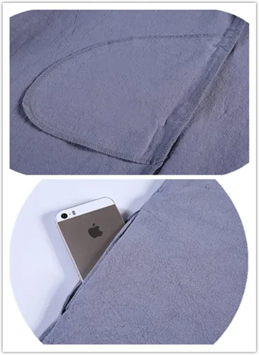 Vista 4 de KKTech Delantal estilo japonés premium en forma de X con correa cruzada de algodón/lino mezclado 2 bolsillos