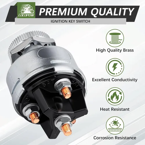 Vista 5 de LOCOPOW Interruptor de llave de encendido, interruptor de encendido universal de 4 posiciones, 12 V, apto para automóvil, carretilla elevadora