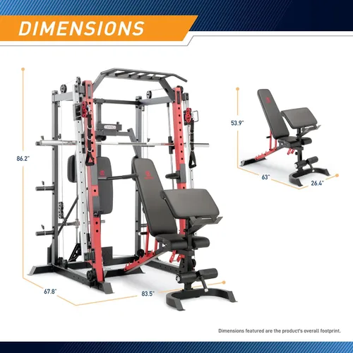 Vista 2 de Marcy Smith Machine Cage System Home Gym - Estante multifunción para gimnasio en casa, estación de entrenamiento personalizable