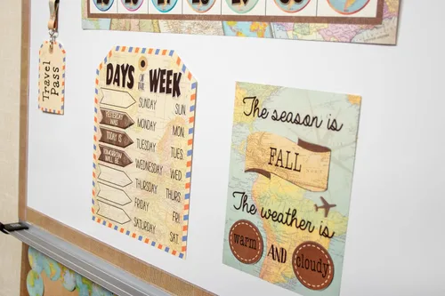 Vista 5 de Teacher Created Resources Tablero de anuncios de calendario Travel The Map (TCR8567)