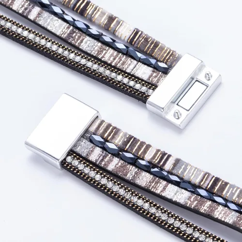 Vista 78 de FANCY SHINY - Pulsera de cuero estilo bohemio, pulsera de cuentas de cristal con cierre magnético, regalos de joyería para mujer