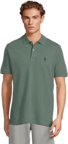 Vista 36 de Polo de piqué de algodón sólido para hombre con pequeño Pony Gris jaspeado