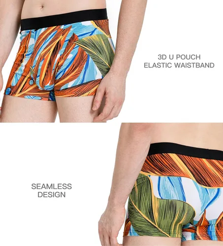 Vista 3 de Calzoncillos tipo bóxer para hombre, de viscosa de bambú, suave, cómodo, paquete múltiple