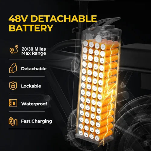 Vista 3 de WERHY Bicicleta eléctrica para adultos, motor de 500 W, bicicleta eléctrica plegable de velocidad máxima de 20 MPH, bicicletas eléctricas de 14