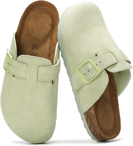 Vista 25 de Project Cloud Benton - Zuecos con plantilla de cuero genuino para mujer, pantuflas de espuma viscoelástica con soporte de arco, sandalias de moda
