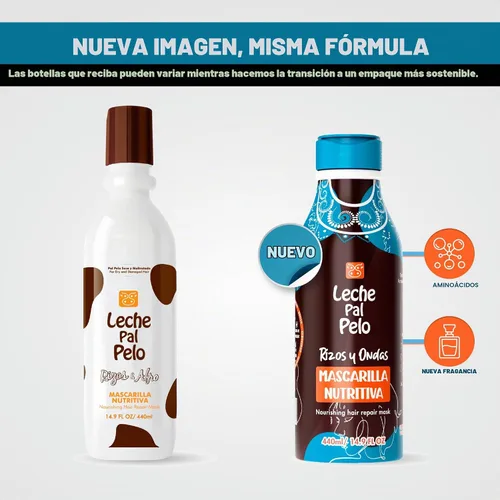 Vista 5 de Leche Pal Pelo Rizado y ondulado - Mascarilla nutritiva reparadora del cabello con aloe vera, coco y aceites de aguacate - para cabello dañado