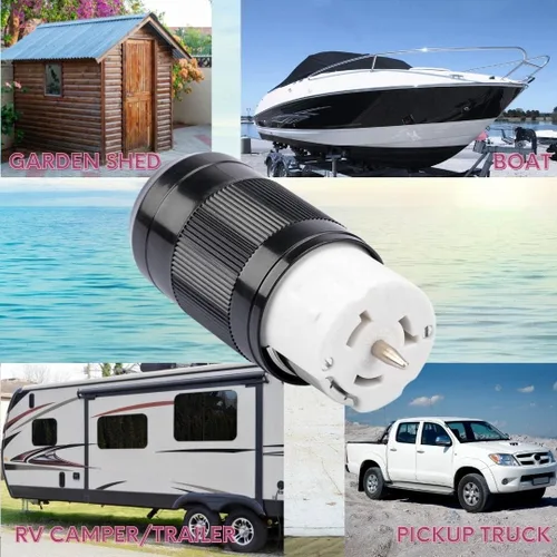 Vista 7 de Conector de Generador Sintron 50 Amp NEMA SS2-50R, Conector Marino de Orilla de 4 Clavos de Hoja Recta para EE. UU./Canadá, Puesta a Tierra de 3