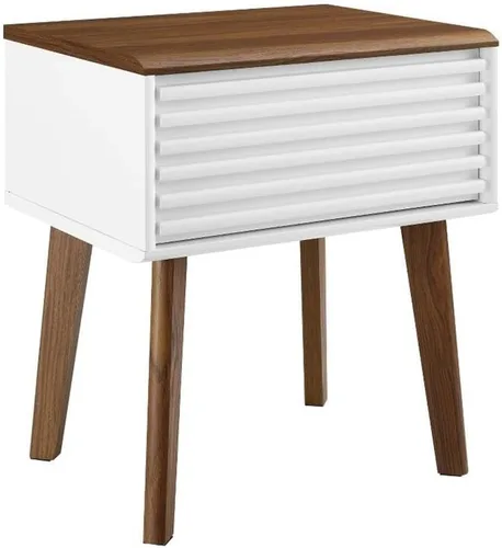 Vista 11 de Modway Render Mid-Century - Mesita de noche moderna con dos cajones, color carbón