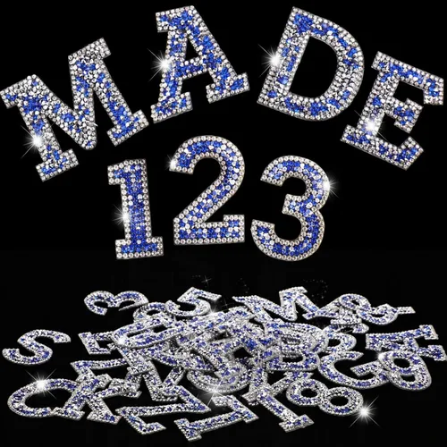 Vista 14 de WILLBOND - 37 piezas de calcomanías de letras con strass grandes, alfabeto de purpurina, número de cristal, calcomanías brillantes autoadhesivas