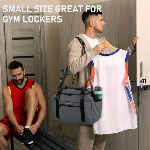 Vista 2 de ECOHUB Bolsa de gimnasio deportiva con bolsillo para ropa húmeda y bolsa para zapatos, bolsa de lona impermeable para hombres y mujeres, bolsa
