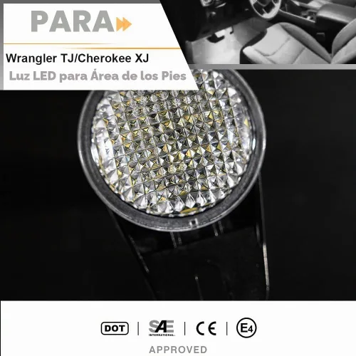 Vista 8 de Luz interior LED para el espacio de pies con arnés para Jee'p Wrangler TJ Blanco Jeep Dodge
