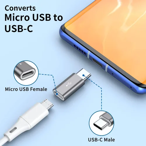 Vista 3 de QianLink Adaptador micro USB a USB C, paquete de 8 adaptadores USB tipo C de aluminio compatibles con Samsung Galaxy S10 S9 S8 Plus Note 9 8, LG V40