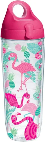 Vista 16 de Tervis Vaso aislado de doble pared con patrón de flamenco hecho en Estados Unidos mantiene las bebidas frías y calientes, 16 onzas, clásico