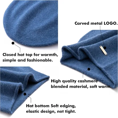 Vista 6 de QUEENFUR Gorro de punto holgado para mujer gorro de esquí de cachemira gorro de invierno suave y cálido