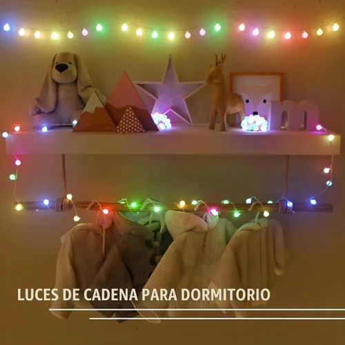 Vista 5 de Luces de Cadena LED Eoako con Enchufe USB, 19 Luces Cambiantes de Color con Control Remoto, 21.3 Pies 50 LED, Bolas de Hadas Multicolor