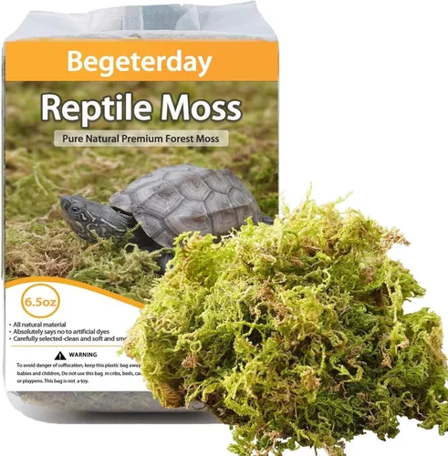 Vista 6 de Musgo de reptil natural puro de 3.5 onzas para la humedad, ideal para serpientes, tortugas y otros reptiles, bueno para terrarios para reptiles