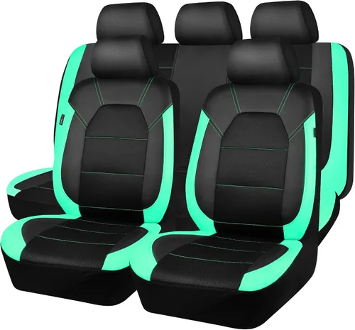 Vista 11 de CAR PASS Fundas de cuero para asientos delanteros solamente, con fundas de asiento delantero de malla de aire, transpirables, fundas de asiento