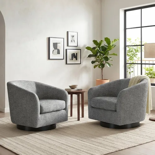 Vista 15 de CHITA Silla Giratoria de Acento, Silla Barrel Tapizada en Terciopelo con Certificación FSC para Sala de Estar, Completamente Ensamblada, Naranja