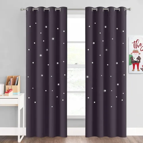 Vista 42 de NICETOWN - Cortinas de oscurecimiento de habitación con estrellas en rosa bebé, de 45 pulgadas de largo para dormitorio de niñas, cortinas