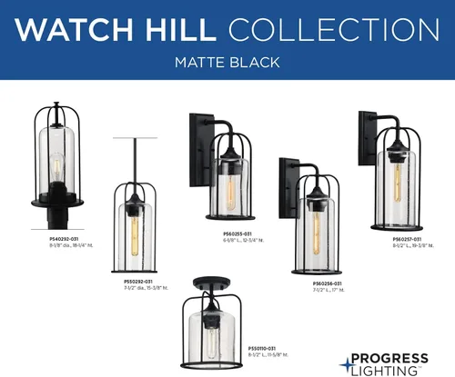 Vista 16 de Progress Lighting Watch Hill Collection - Farol de pared grande con textura de cristal transparente negro con textura de 1 luz para casa de campo