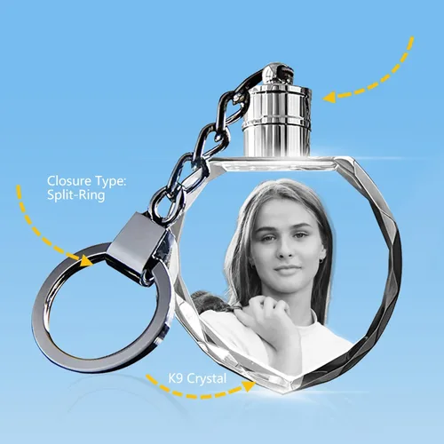 Vista 2 de HAN'S LASER Personalized Keychains with LED Light, Crystal Keychain with Your Own Photo, Great Memorial Gifts