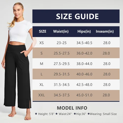Vista 6 de HARTPOR Pantalones de yoga de pierna ancha para mujer, pantalones palazzo, pantalones casuales de cintura alta, pantalones de pijama cómodos