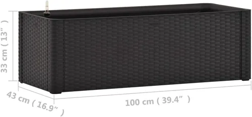 Vista 7 de Cama elevada de jardín con sistema de riego automático, color antracita, 39.4 x 16.9 x 13 pulgadas, cama de jardín elevada, macetas al aire libre