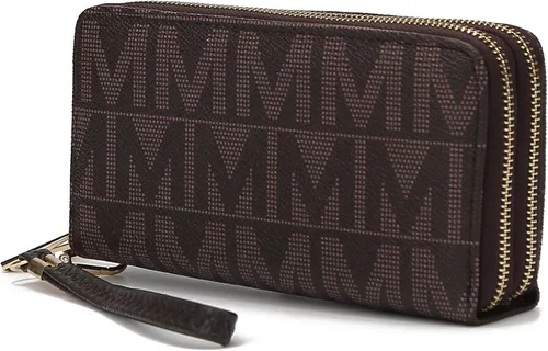 Vista 33 de MKF Collection Mia K - Cartera de pulsera para mujer, pequeña cartera de cuero vegano para tarjetas de crédito con cremallera y bolsillo