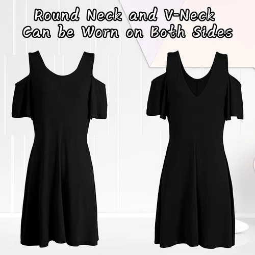 Vista 5 de Vestido sin mangas de manga corta con cuello redondo y hombros descubiertos para mujer