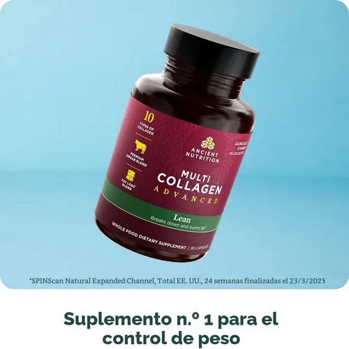 Vista 3 de Ancient Nutrition Multi Collagen Advanced Lean con probióticos, péptidos de colágeno hidrolizados que apoyan la pérdida de peso saludable