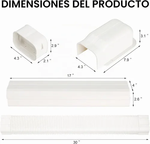 Vista 8 de Juego de cubierta de línea de PVC decorativo para mini split y aire acondicionado central de 4 pulgadas de ancho y 9 pies de largo, para sistemas