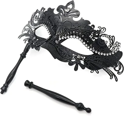 Vista 3 de Máscara de máscaras para parejas con palo para mujeres y hombres, máscara de Mardi Gras, máscaras de disfraz para fiesta veneciana y festival
