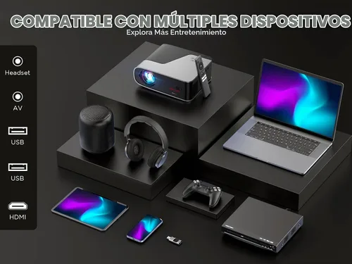 Vista 7 de [Auto Focus/Auto Keystone] Proyector inteligente con WiFi y Bluetooth, Dolby Audio, DBPOWER Native 1080p Projector, proyector de película 600ANSI