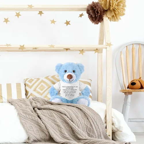 Vista 6 de Lenwen Un regalo de abrazo de oso para mujeres, pésame pronto, condolencias para mujeres, peluche de animal de peluche, abrazo pensando en ti, Azul