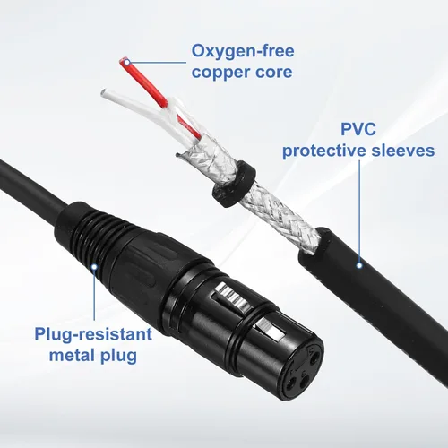 Vista 3 de MECCANIXITY Cable de micrófono XLR macho a hembra de 1 pie y 3 pines, adaptador XLR macho a hembra, cable de micrófono para estudio de escenario, 2