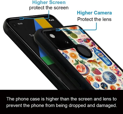 Vista 377 de Compatible con Google Pixel 4A 5G Mobile Case Creative Acrylic Panel trasero Silicona Protección Grip especialmente diseñado para Google Pixel 4A 5G