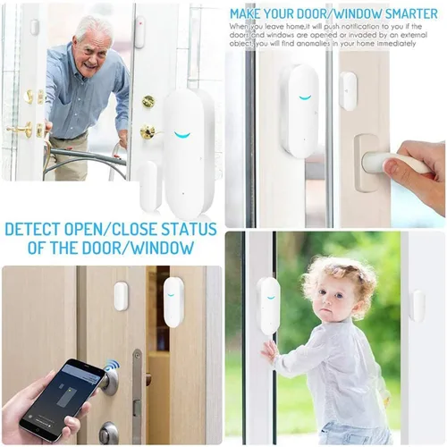 Vista 7 de Tuya Sensor de puerta WiFi: alarma de seguridad inalámbrica, compatible con Alexa, Google Home, Siri, sensor de puerta inteligente para seguridad